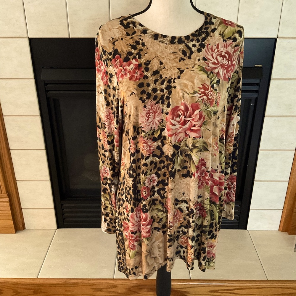 Johnny Was Vintage Rose Swing Tunic Cheetah, Women’s Sz M